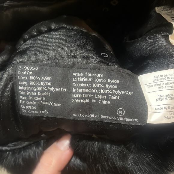 Nathaniel Cole 1934 Crown Cap Bomber Hat Real Rabbit Fur Black Dyed Size 14 - Picture 5 of 8